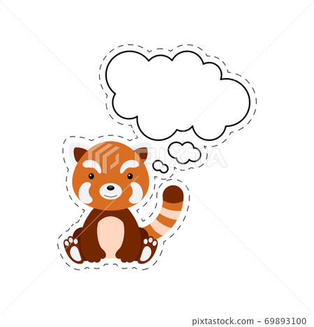 Cute Cartoon Red Panda With Speech Bubble Stock Illustration