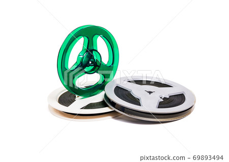 Old cine film strip isolated on white background. With clipping path. Old cine film strip isolated on white background. With clipping path. 69893494