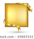 Gold banner with gold ribbon. 69893541