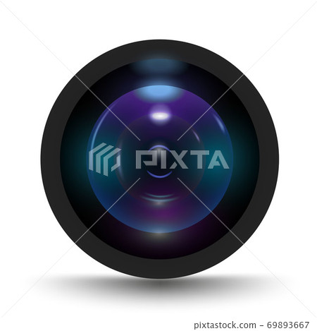 Vector illustration of colorful camera lens on white background. Icon for camera lens.  69893667