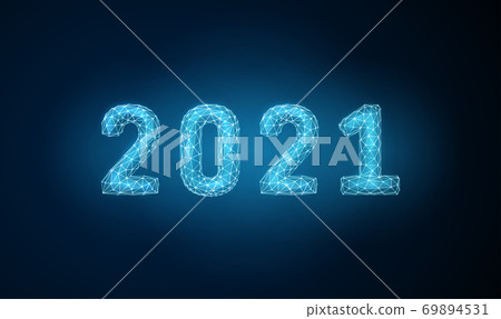 Abstract low poly Happy 2021 New Year greeting card 69894531