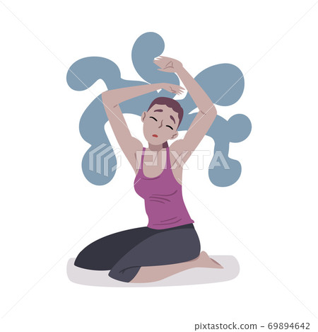 Depressed Girl Sitting on Floor Feeling Confusion of Thoughts, Person Suffering from Psychic Illness, Mental Health Problems, Psychological Disorder Concept Cartoon Style Vector Illustration Depressed Girl Sitting on Floor Feeling Confusion of Thoughts, Person Suffering from Psychic Illness, Mental Health Problems, Psychological Disorder Concept Cartoon Style Vector Illustration 69894642