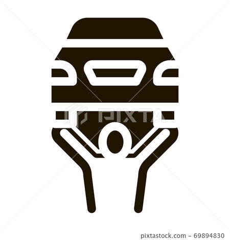 Man Raises Car Icon Vector Glyph Illustration Man Raises Car Icon Vector Glyph Illustration 69894830