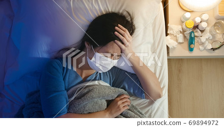 woman sick and has fever woman sick and has fever 69894972