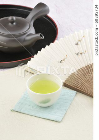 Folding fan and tea Folding fan and tea 69895734