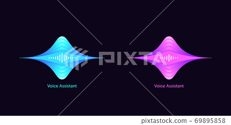 Soundwave shape for virtual voice assistant. Abstract acoustic wave and equalizer, voice control by smart assistant 69895858