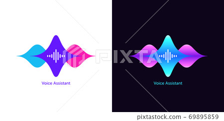 Acoustic wave shape for voice assistant, abstract sound wave. Voice dialing, control and speech recognition 69895859