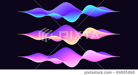 Set of abstract wave shape for voice recognition system, futuristic waveform for virtual assistant. Gradient audio wave 69895860
