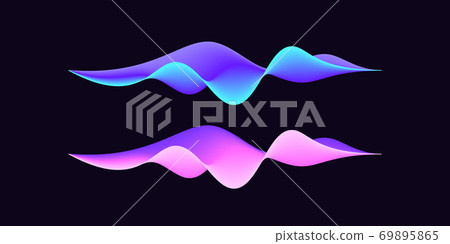 Abstract wave shape for voice recognition system, virtual assistant speech. Gradient audio wave, futuristic waveform 69895865