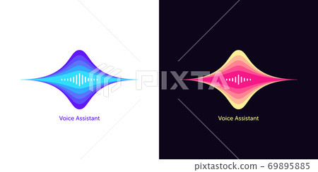 Sound wave shape for voice assistant. Abstract acoustic wave and equalizer, voice message of virtual assistant 69895885
