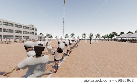 School athletic meet tug of war, audience, building, illustration 4 School athletic meet tug of war, audience, building, illustration 4 69895968