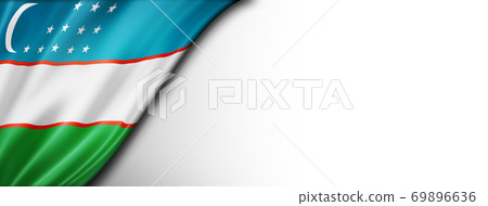 Uzbekistan flag isolated on white banner 69896636