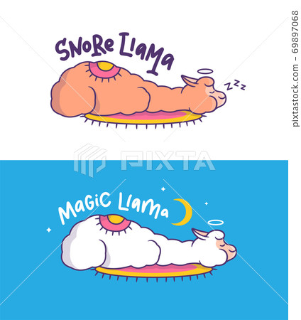The magic llamas are sleeping. Cartoonish alpaca 69897068