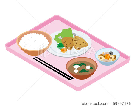 Lunch at Japanese employee cafeteria (fried... - Stock Illustration  [69897126] - PIXTA