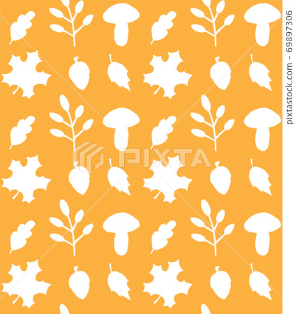 Vector seamless pattern of autumn leaves mushroom 69897306