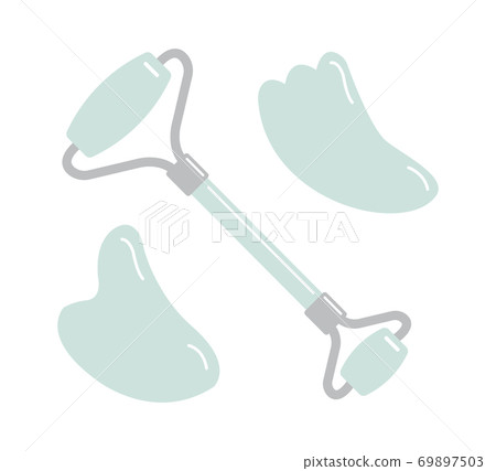 Vector set of flat face roller and gua sha Vector set of flat face roller and gua sha 69897503