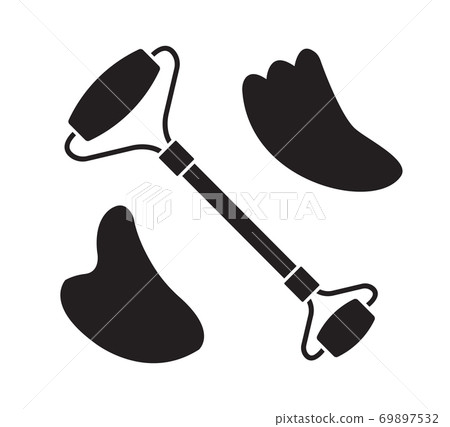 Vector set of stone face roller and gua sha 69897532