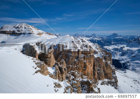 Ski resort in Dolomites, Italy 69897557