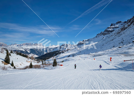 Ski resort in Dolomites, Italy 69897560