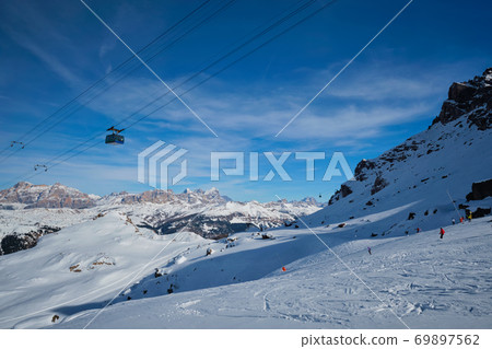 Ski resort in Dolomites, Italy 69897562