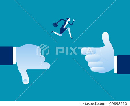 Movement form a negative to positive situation. Change of outlook concept Movement form a negative to positive situation. Change of outlook concept 69898310