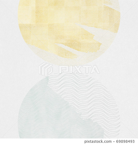 Japanese pattern circle watercolor abstract illustration [1: 1] 69898493