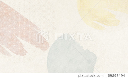 日式圓圈水彩抽象插圖[16：9] 69898494