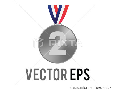 Vector Second Place Silver Medal Icon With Stock Illustration