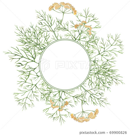 Frame with watercolor green dill 69900826