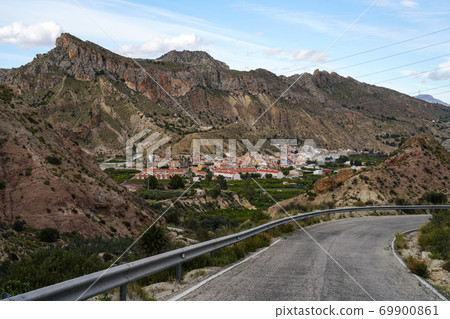 Landscape view of Villanueva del Rio Segura in Valley of Ricote, Murcia Spain 69900861