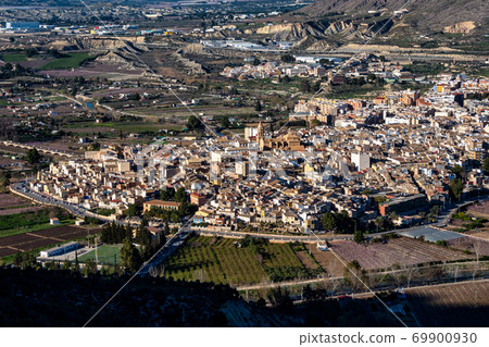 Cieza with its church, Parroquia La Asuncion in the Murcia region in Spain 69900930