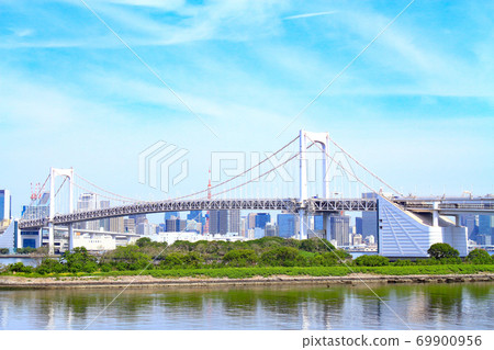 Scenery of Tokyo, Rainbow Bridge and Tokyo Tower 69900956
