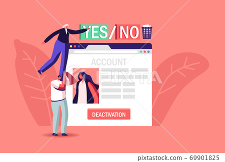 People Deleting Private Information in Internet, Account Deactivation Concept. Woman Push Button Social Network Web Page People Deleting Private Information in Internet, Account Deactivation Concept. Woman Push Button Social Network Web Page 69901825