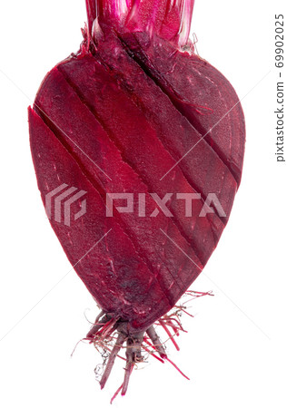 Slice beetroot macro isolated on white background Slice beetroot macro isolated on white background 69902025