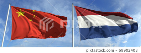 National flags of China and Netherlands, 3d rendering National flags of China and Netherlands, 3d rendering 69902408