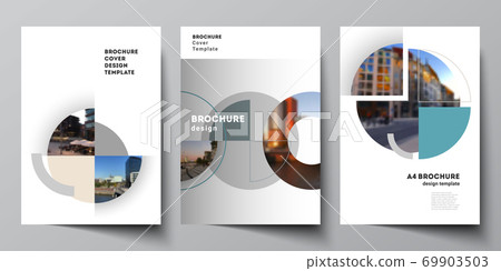 Vector layout of A4 cover mockups design templates for brochure, flyer layout, booklet, cover design, book, brochure cover. Background with circle round banners. Corporate business concept template. Vector layout of A4 cover mockups design templates for brochure, flyer layout, booklet, cover design, book, brochure cover. Background with circle round banners. Corporate business concept template. 69903503