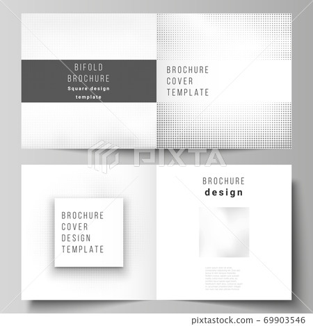 Vector layout of two covers templates for square design bifold brochure, flyer, magazine, cover design, brochure cover. Halftone effect decoration with dots. Dotted pattern for grunge style decoration 69903546