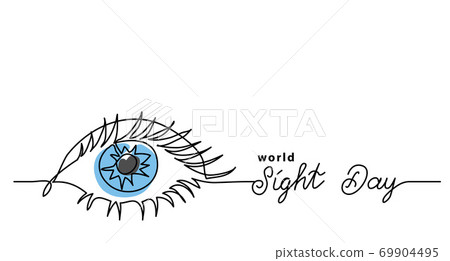 Worlad sight day minimalist web banner, background, poster. One continuous line drawing of eye with text Sight Day Worlad sight day minimalist web banner, background, poster. One continuous line drawing of eye with text Sight Day 69904495
