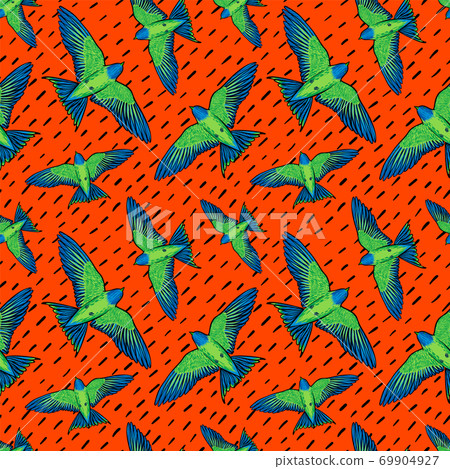 Vivid Birds seamless pattern. Colorful texture... - Stock Illustration ...