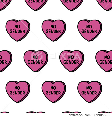 no gender heart seamless doodle pattern, vector no gender heart seamless doodle pattern, vector 69905659