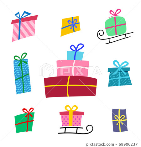 Big collections colorful gifts box. Gift icons in flat style, Big collections colorful gifts box. Gift icons in flat style, 69906237