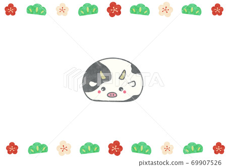 Simple cow New Year frame Simple cow New Year frame 69907526