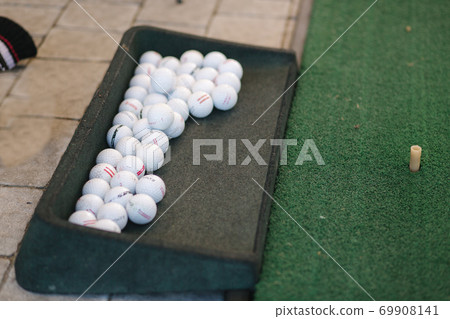 Close up playing golf on golf course. Concept of training play golf. First time 69908141