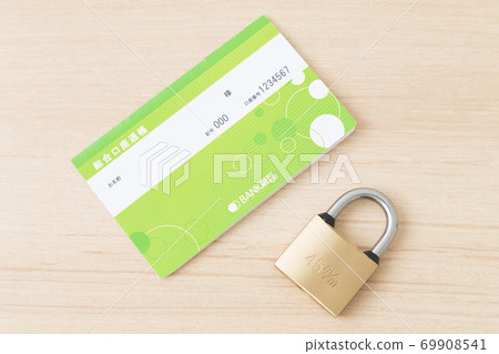 Passbook and padlock 69908541