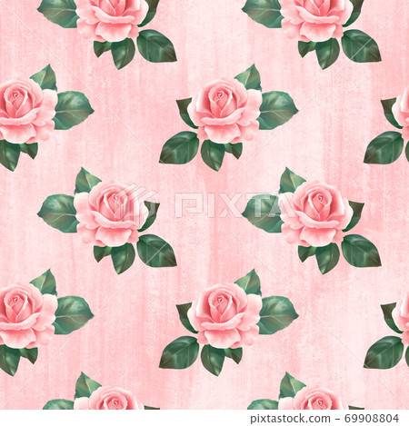 Watercolor floral seamless pattern with pink... - Stock Illustration ...