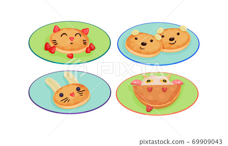 Creative Meal Dishes Plating and Serving Ideas Vector Set Creative Meal Dishes Plating and Serving Ideas Vector Set 69909043