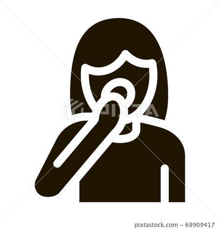 Girl Powdering Face Skin Icon Illustration Girl Powdering Face Skin Icon Illustration 69909417