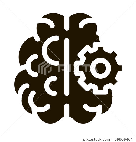 Brain And Mechanism Gear Icon Illustration - Stock Illustration ...