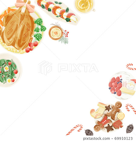 Christmas meal frame illustration Christmas meal frame illustration 69910123
