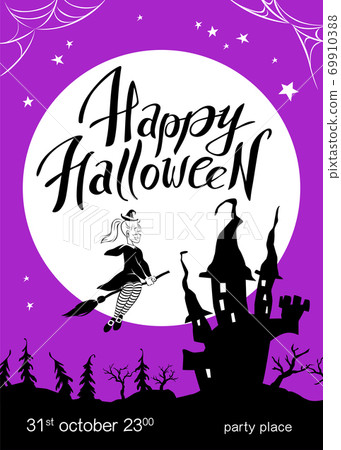 Halloween party flayer, poster ,card, design template.  69910388